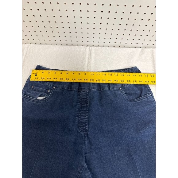 Blair Womens Pull On Tapered Leg Jeans Size 18 Elastic Waist Blue Denim Stretch - Picture 6 of 9